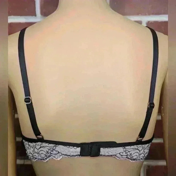 Montelle Intimates 9288 Plunge Unlined Bra 34A Seashell/Black - Picture 5 of 7